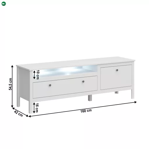 TV asztal 1S1K/160, fehér, OLJE