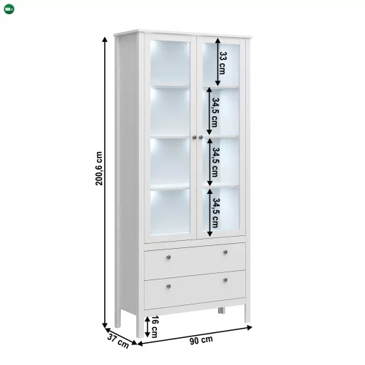 Vitrin 2W2S, fehér, OLJE