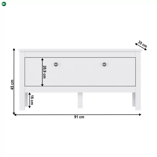Cipősszekrény 1K, fehér, OLJE