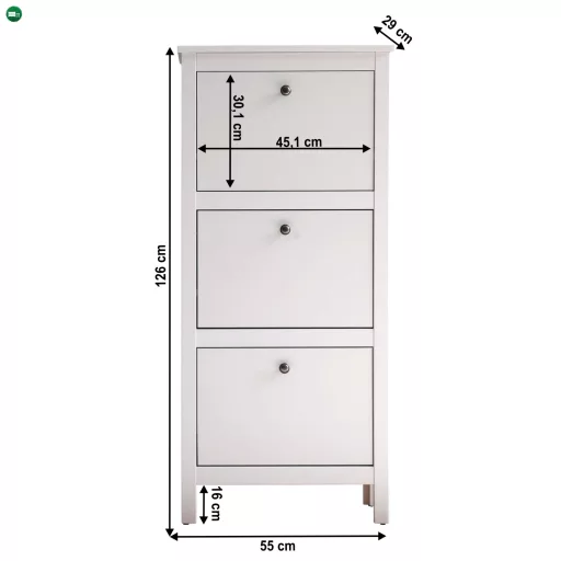 Cipősszekrény 3K, fehér, OLJE