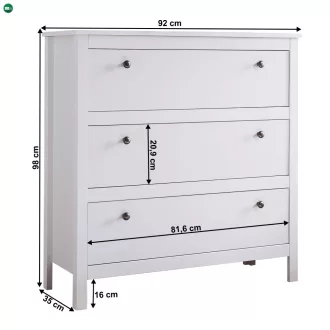 Komód 3S, fehér, OLJE