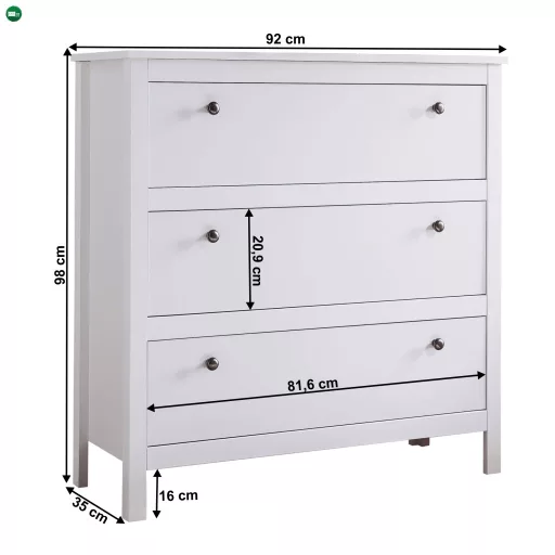 Komód 3S, fehér, OLJE
