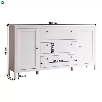 Komód 2D3S, fehér, OLJE