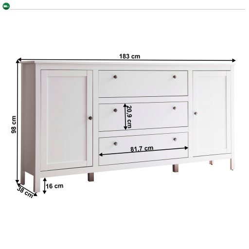 Komód 2D3S, fehér, OLJE