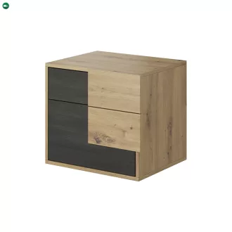   Éjjeliszekrény, fekete norvég fenyő/artisan tölgy, BAFRA