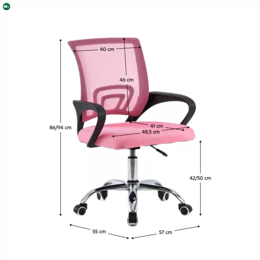 Irodai szék, rózsaszín/fekete, DEX 4 NEW
