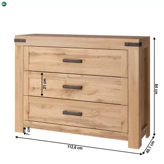 Komód 3S, wotan tölgy, MORATIZ