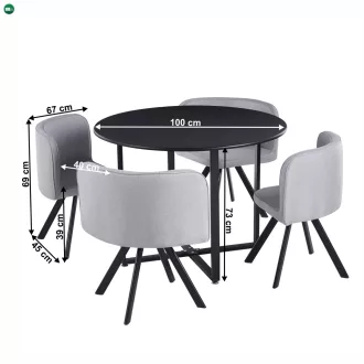 Étkező szett 1+4, fekete/világosszürke, BEVAN NEW