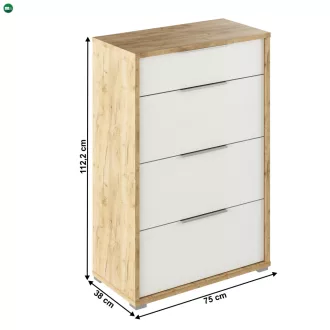 komód fiókokkal, artisan tölgy/fehér, RIOMA TYP 22