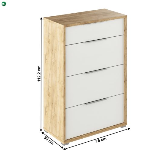 komód fiókokkal, artisan tölgy/fehér, RIOMA TYP 22