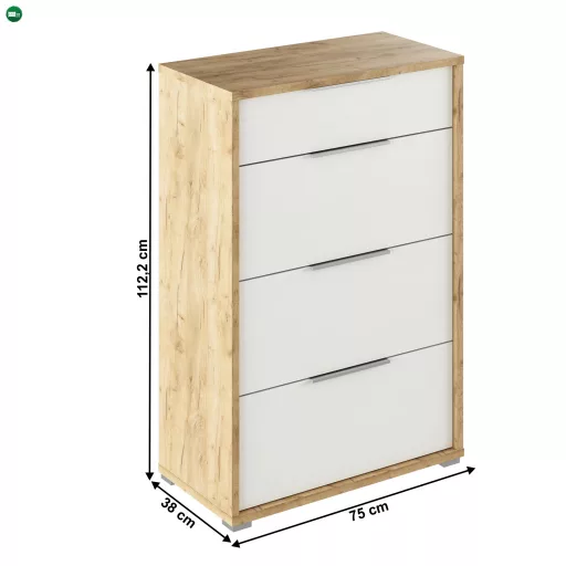 komód fiókokkal, artisan tölgy/fehér, RIOMA TYP 22