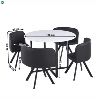 Étkező szett 1+4, fehér/fekete, BEVAN NEW