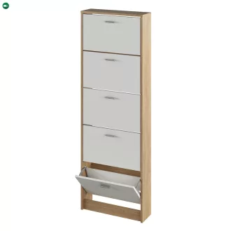Cipősszekrény, 5 soros, sonoma tölgy/fehér, MOBI 15