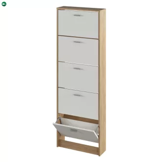 Cipősszekrény, 5 soros, sonoma tölgy/fehér, MOBI 15