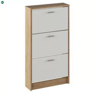 Cipősszekrény, 3 soros, sonoma tölgy/fehér, MOBI 13