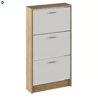 Cipősszekrény, 3 soros, sonoma tölgy/fehér, MOBI 13