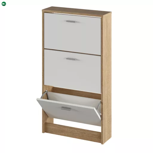 Cipősszekrény, 3 soros, sonoma tölgy/fehér, MOBI 13