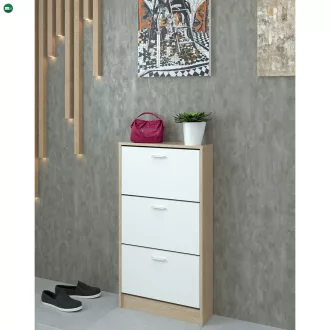Cipősszekrény, 3 soros, sonoma tölgy/fehér, MOBI 13