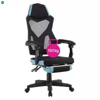   Irodai/gamer szék, fekete/neomint,  teherbírás 150 kg, JORIK NEW