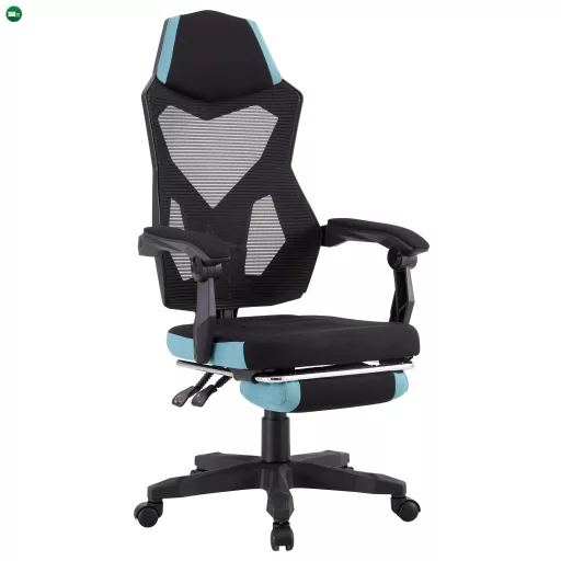 Irodai/gamer szék, fekete/neomint,  teherbírás 150 kg, JORIK NEW