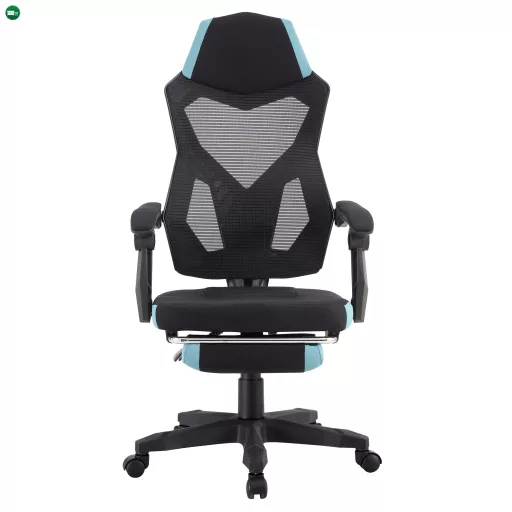 Irodai/gamer szék, fekete/neomint,  teherbírás 150 kg, JORIK NEW