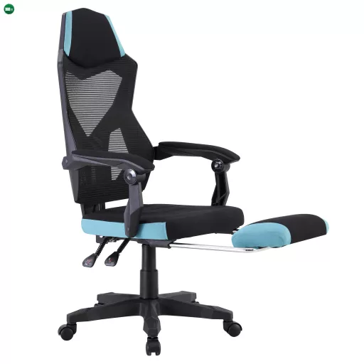 Irodai/gamer szék, fekete/neomint,  teherbírás 150 kg, JORIK NEW