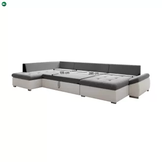 Kinyitható ülőgarnitúra, fehér/szürke, balos, MATAR U