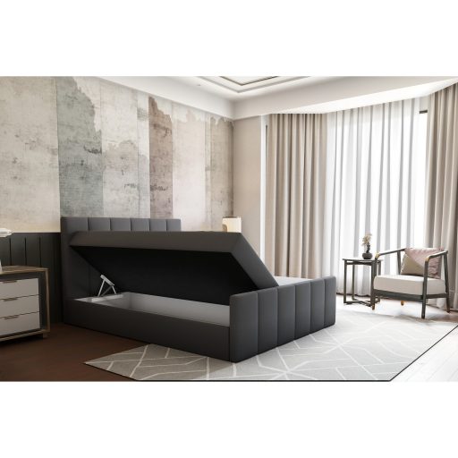 Boxspring ágy, 140x200, szürke, STAR