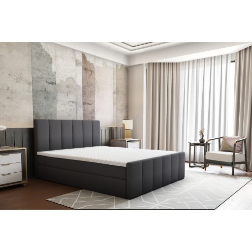 Boxspring ágy, 140x200, szürke, STAR