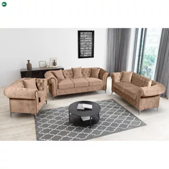 Luxus fotel, világosbarna Velvet szövet, ROMANO