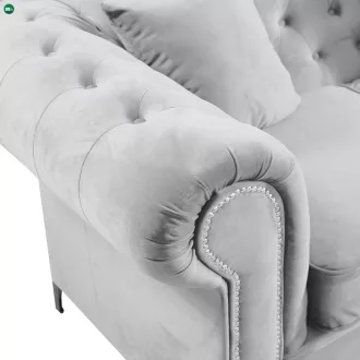 Luxus fotel, világosszürke Velvet szövet, ROMANO