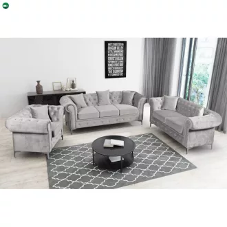 Luxus fotel, világosszürke Velvet szövet, ROMANO