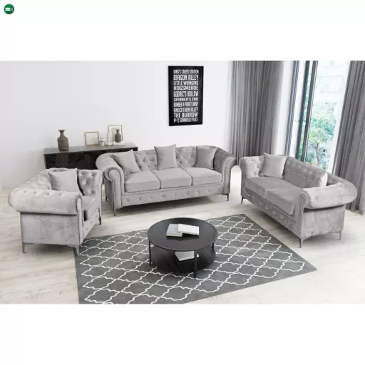 Luxus fotel, világosszürke Velvet szövet, ROMANO
