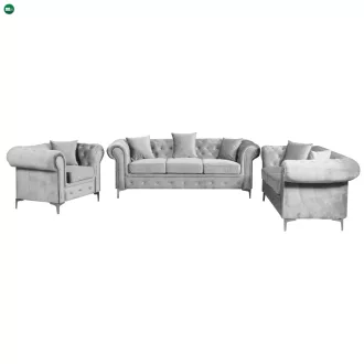 Luxus fotel, világosszürke Velvet szövet, ROMANO
