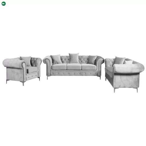 Luxus fotel, világosszürke Velvet szövet, ROMANO