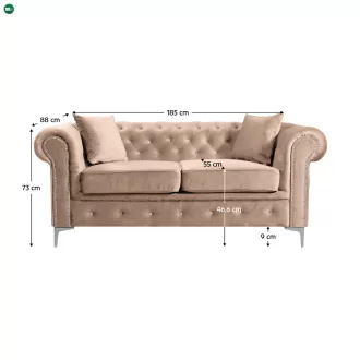 Luxus 2-es ülés, világosbarna Velvet szövet, ROMANO