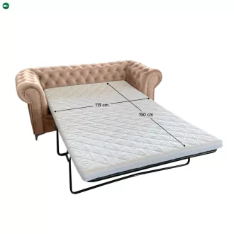   Kinyitható luxus 2-es ülés, világosbarna Velvet szövet, ROMANO