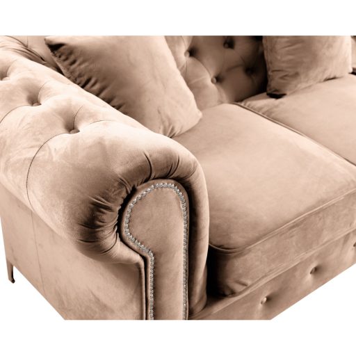 Kinyitható luxus 2-es ülés, világosbarna Velvet szövet, ROMANO