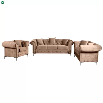   Kinyitható luxus 2-es ülés, világosbarna Velvet szövet, ROMANO
