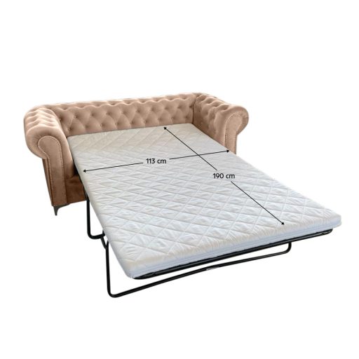 Kinyitható luxus 2-es ülés, világosbarna Velvet szövet, ROMANO