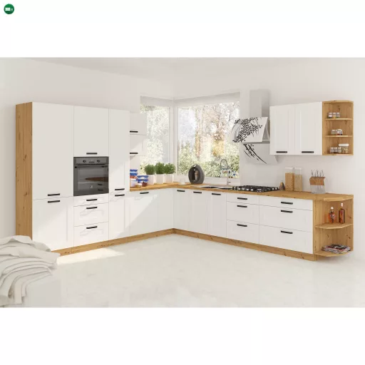 Alsó szekrény, fehér/artisan tölgy, LULA 80 D 2F BB