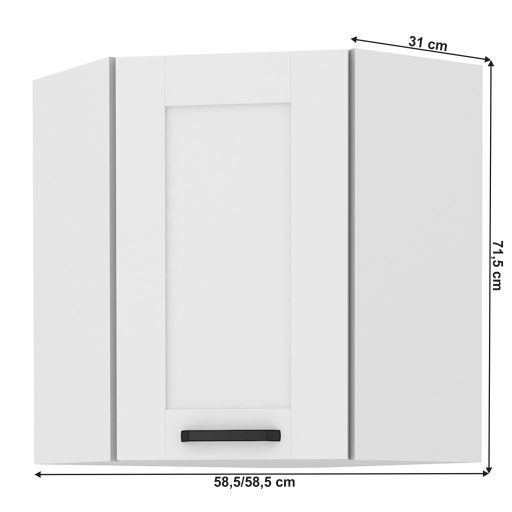 Felső szekrény sarokba, fehér, LULA 58x58 GN-72 1F