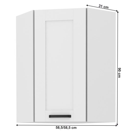 Felső szekrény sarokba, fehér, LULA 58x58 GN-90 1F