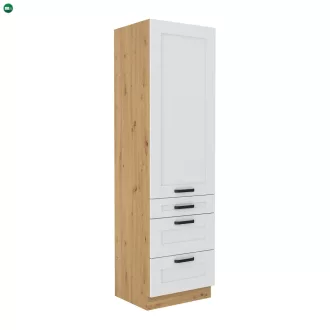   Magas szekrény, fehér/artisan tölgy, LULA 60 DKS-210 3S 1F