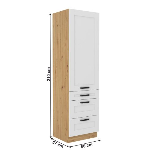 Magas szekrény, fehér/artisan tölgy, LULA 60 DKS-210 3S 1F