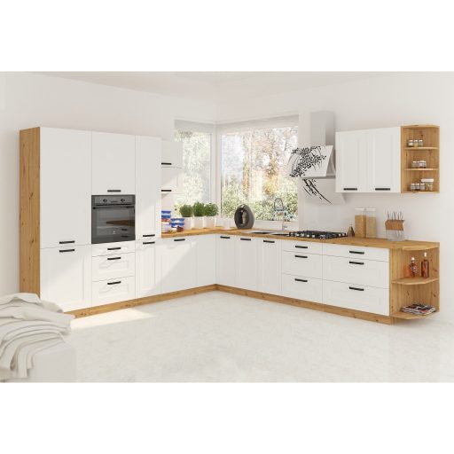 Magas szekrény, fehér/artisan tölgy, LULA 60 DKS-210 3S 1F
