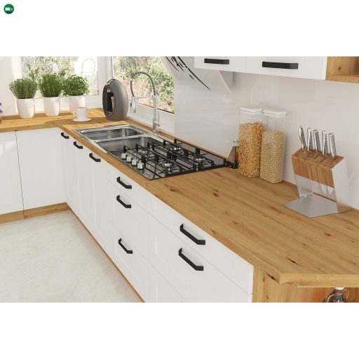 Magas szekrény beépített sütőhöz, fehér/artisan tölgy, LULA 60 DP-210 2F