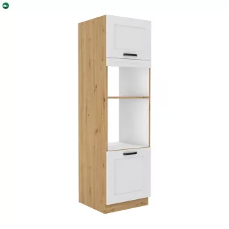   Magas szekrény sütőhöz és mikrohullámú sütőhöz, fehér/artisan tölgy, LULA 60 DPM-210 2F