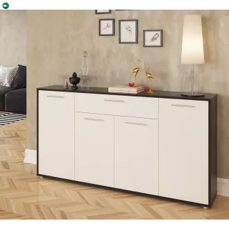 Komód, fekete/fehér, LUNIA