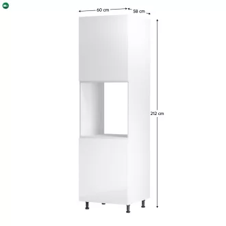   Élelmiszer szekrény, fehér/fehér extra magasfényű, bal, AURORA D60P